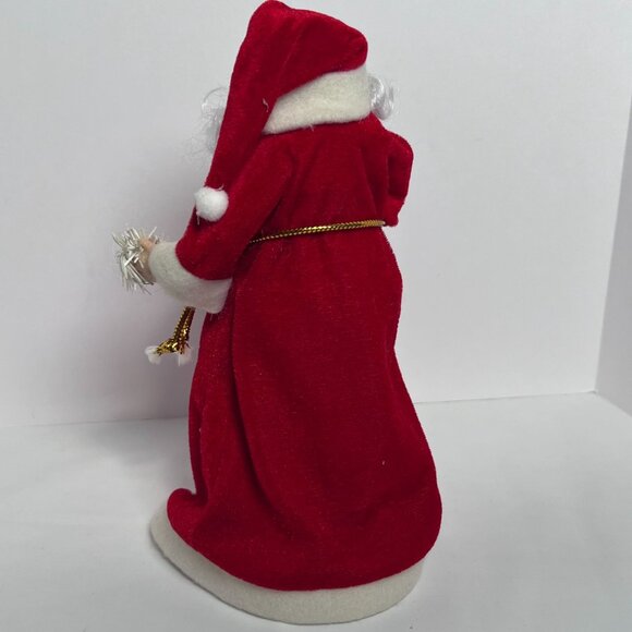 Vintage Christmas Santa Claus Tree Topper 9" Red Velvet Robe Saint Nick Holiday - Picture 7 of 10